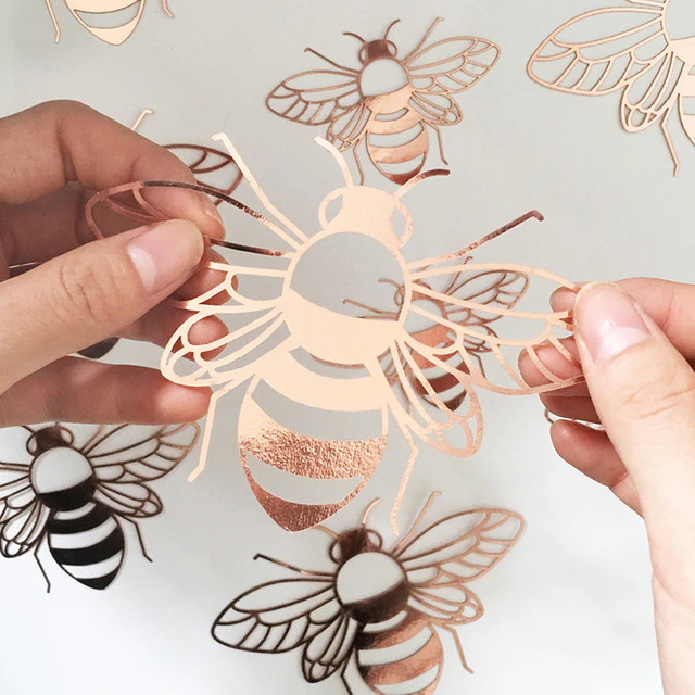 12 PCS 3D Wall Stickers Hollow Rose Bee Stickers - Image 3