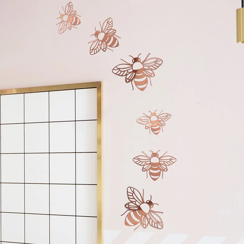 12 PCS 3D Wall Stickers Hollow Rose Bee Stickers - Image 2