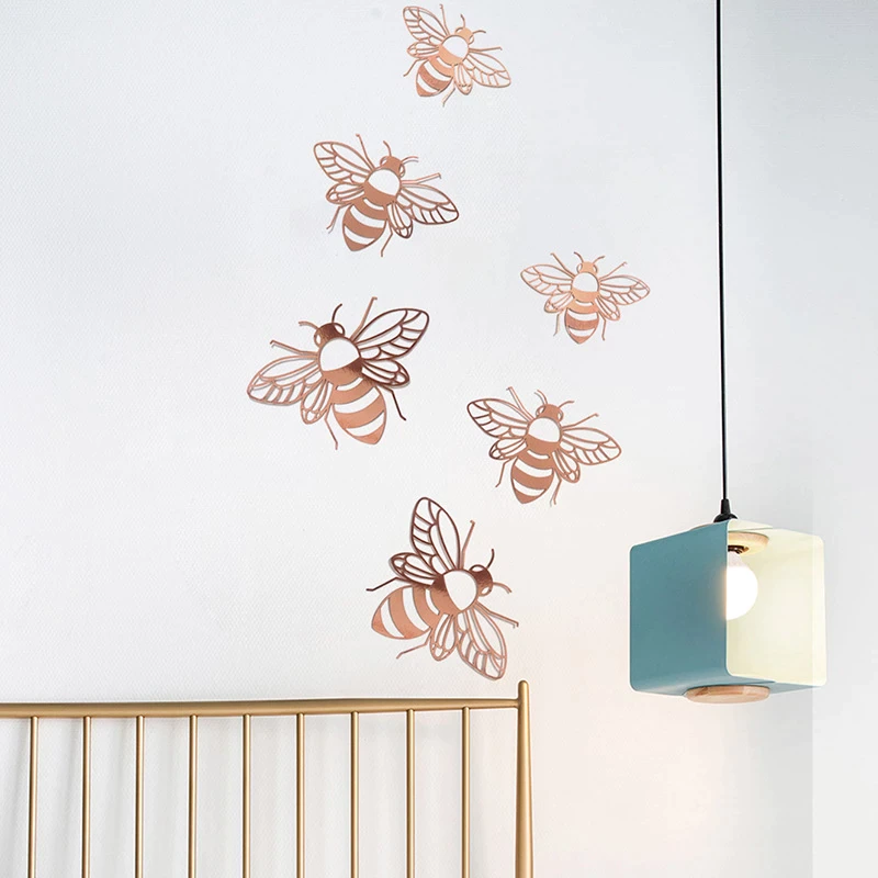 12 PCS 3D Wall Stickers Hollow Rose Bee Stickers