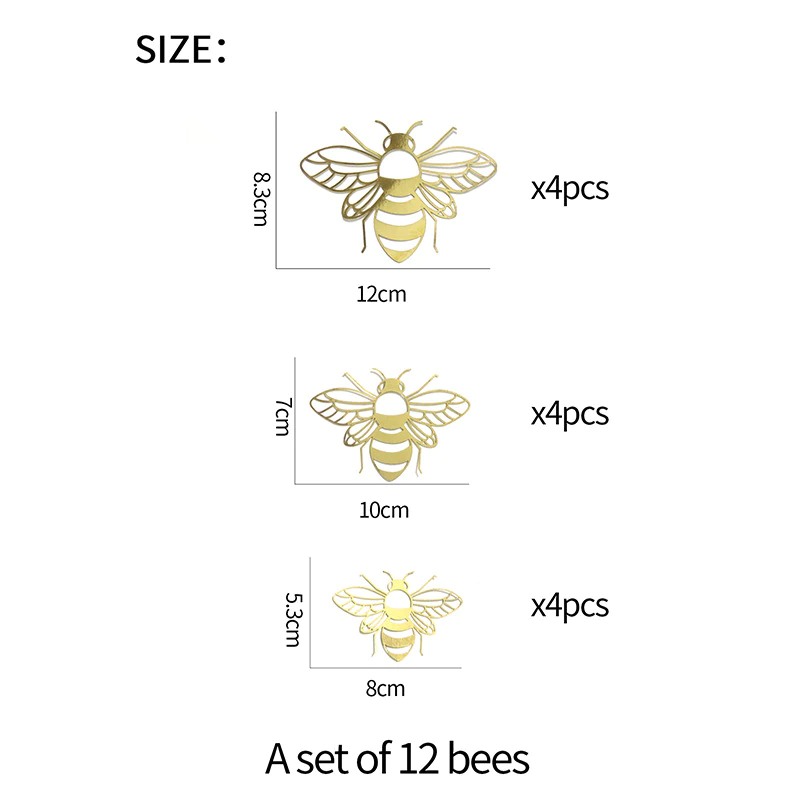 12 PCS 3D Wall Stickers Hollow Rose Bee Stickers - Image 4