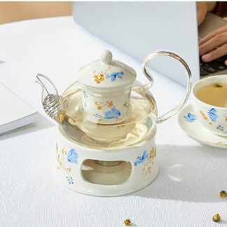 Elegant Ceramic Glass Teapot and Candle Warmer Set
