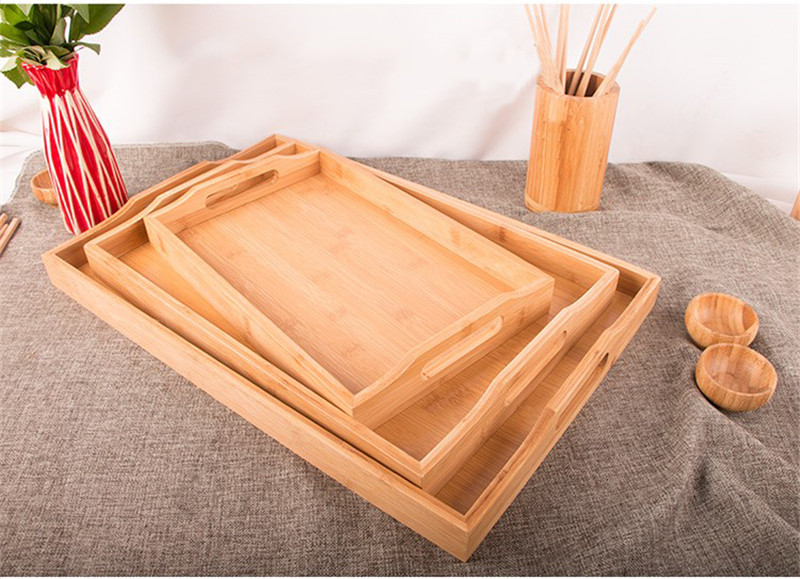 Breakfast Wooden Tray Rectangular Bamboo Household Tea Dinner Tray - Image 2