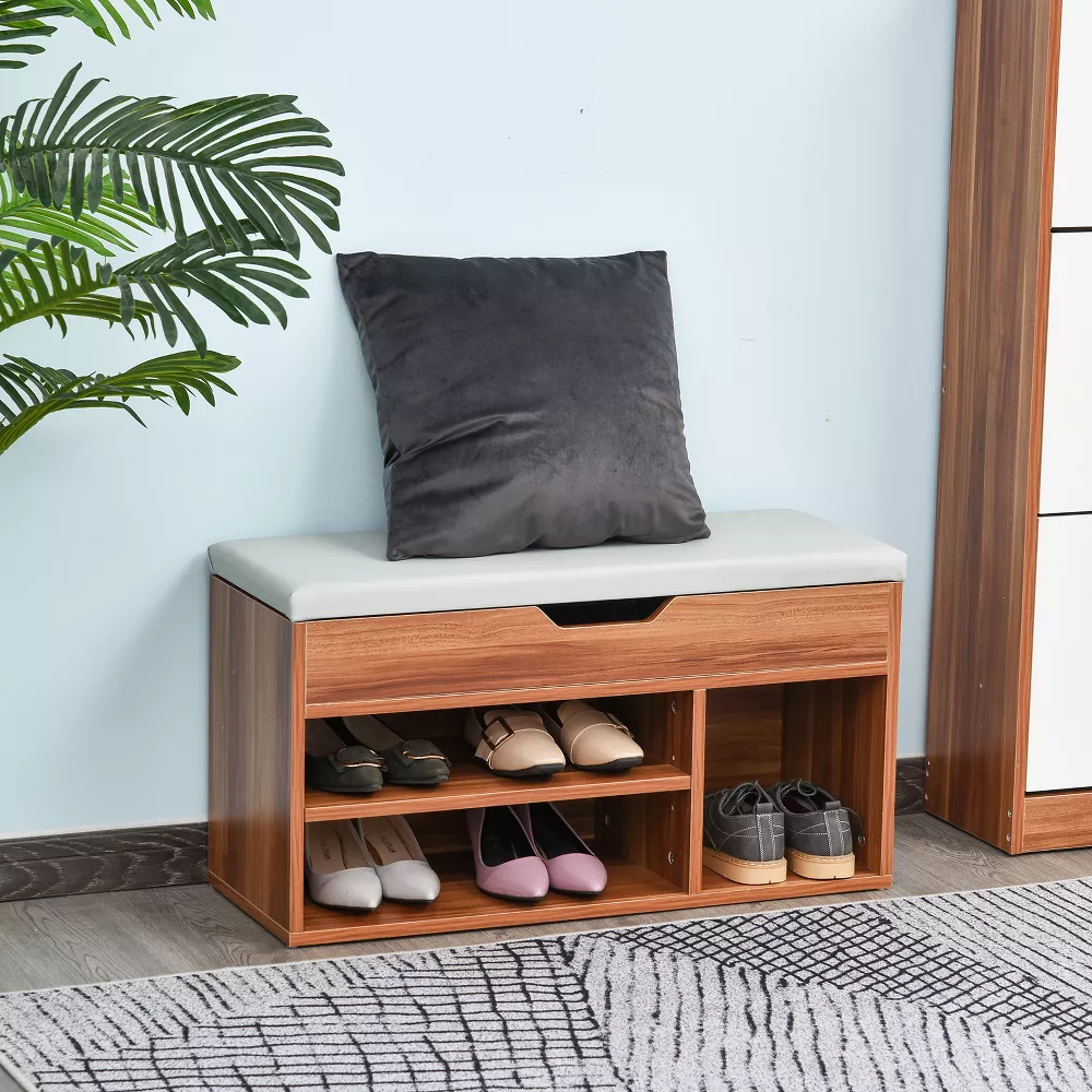 Shoe Rack Bench, Storage Organizer with Padded Cushion - Image 2