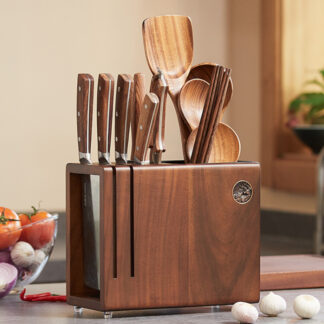 Solid Wood Knife Holder Chopstick Barrel Integrated Household Storage Rack