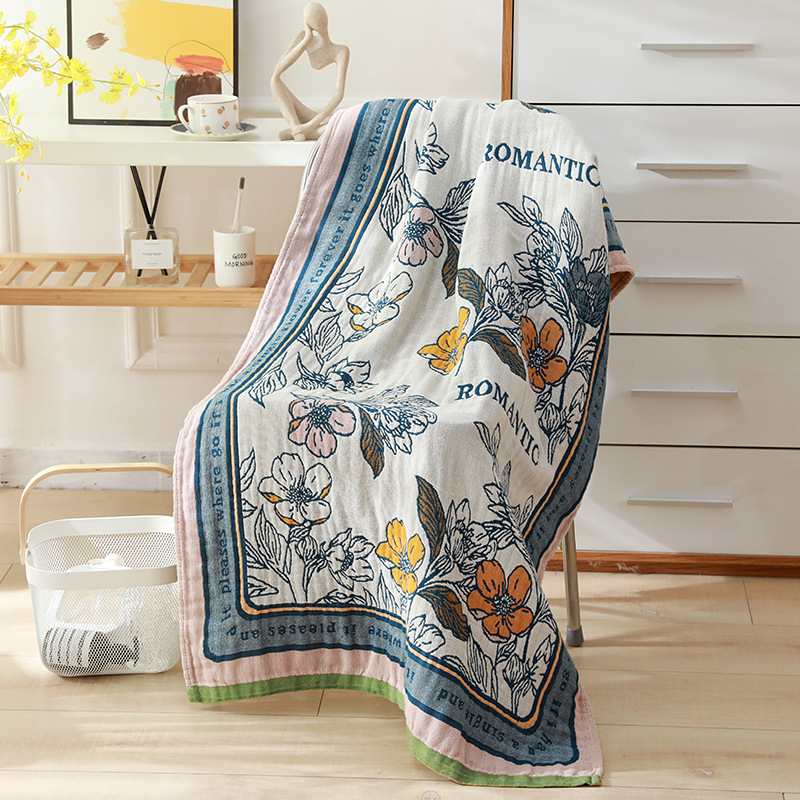 Summer Flower Pure Cotton Thickened Large-Sized Multi-Functional Household Bath Towel Blanket