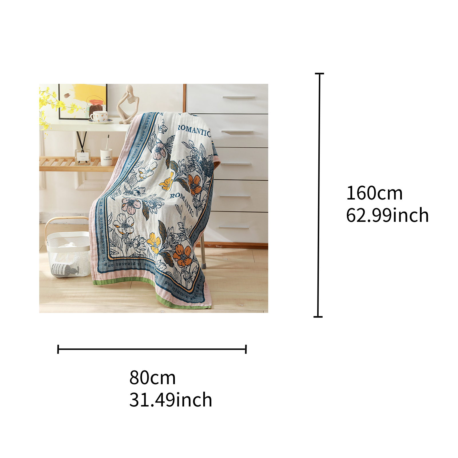 Summer Flower Pure Cotton Thickened Large-Sized Multi-Functional Household Bath Towel Blanket - Image 3