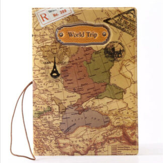 PU World Map Passport Card Holder