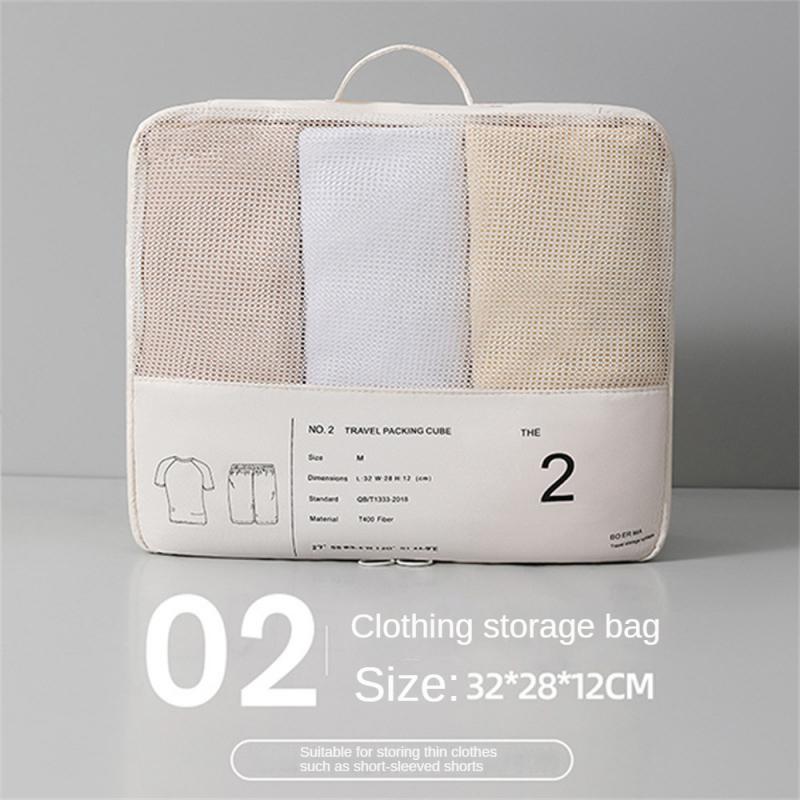 6PCS Beige Travel Clothes Packing Bags Luggage Organizer Bags Set - Image 4