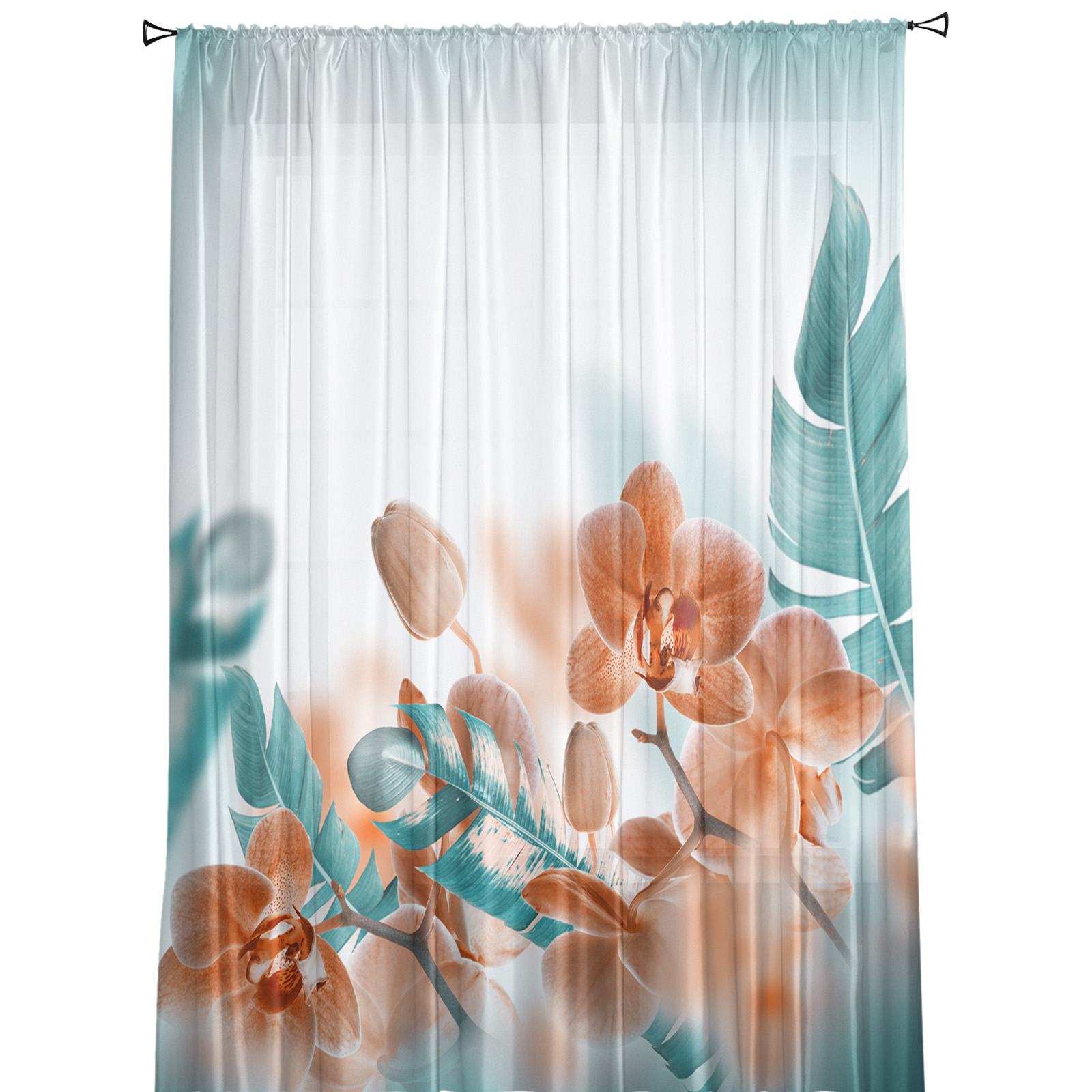 Tropical Plant Decoration Sheer Voile Window Curtains - Image 4