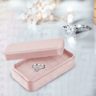 Pink Velvet Ring Tray Stud Earrings Plate Jewelry Display Stand Box