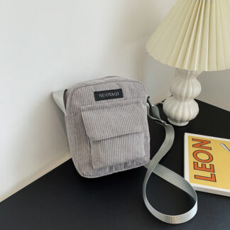 Women Corduroy Shoulder Bags Striped Cloth Fabric Handbags