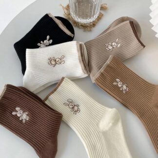 Cotton Breathable Socks Cute Rabbit Embroidery