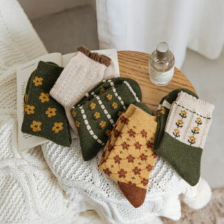 Japanese Style Thick Warm Cute Long Socks, 5 Pairs