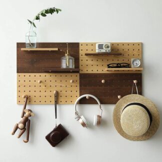 2PCS Modular Wooden Storage Wall Pegboard