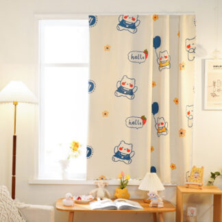 Hello Bear Pasted Thicken Fabric Curtains For Girls Room