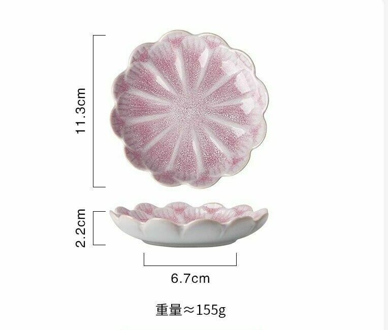 2PCs Originality Pink Flower Shape Ceramics Dining Plates - Image 4