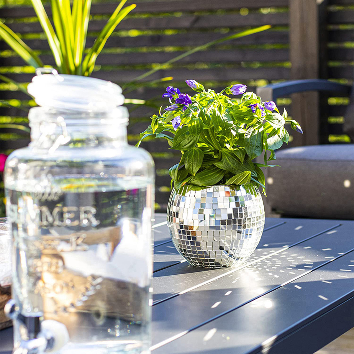 20cm Disco Ball Hanging Flower Pot Globe Shape Vase - Image 5