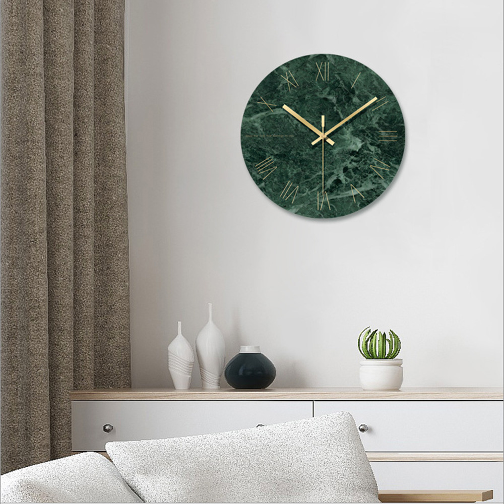 Simple Nordic Green Marble Wall Clock Home Decorative - Image 4