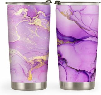 20 Oz Abstract Marble Stainless Steel Tumbler, Insulated Travel Mug with Lid