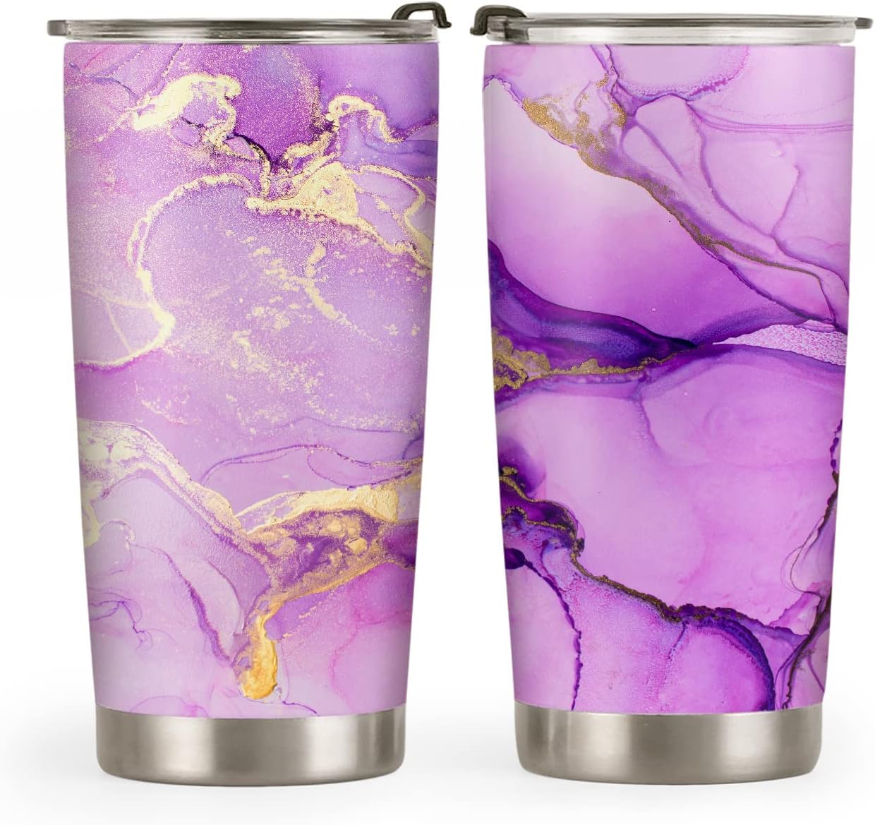 20 Oz Abstract Marble Stainless Steel Tumbler, Insulated Travel Mug with Lid