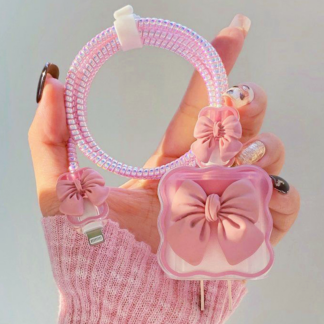 3D Cute Cartoon Bow Soft Silicone Charger Case