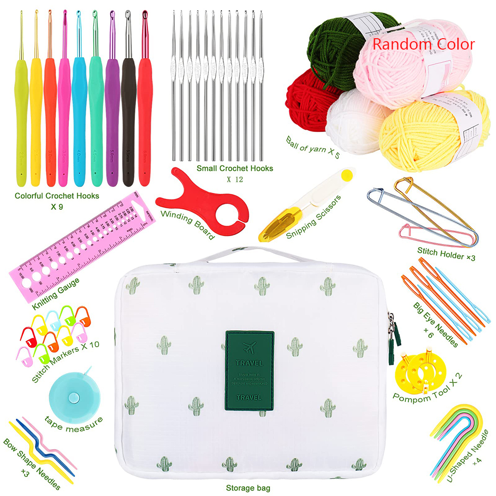 53PCS DIY Crochet Hook Kit Weaving Knitting Set with Storage Bag - Image 2