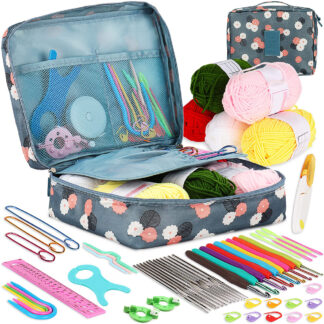 53PCS DIY Crochet Hook Kit Weaving Knitting Set with Storage Bag