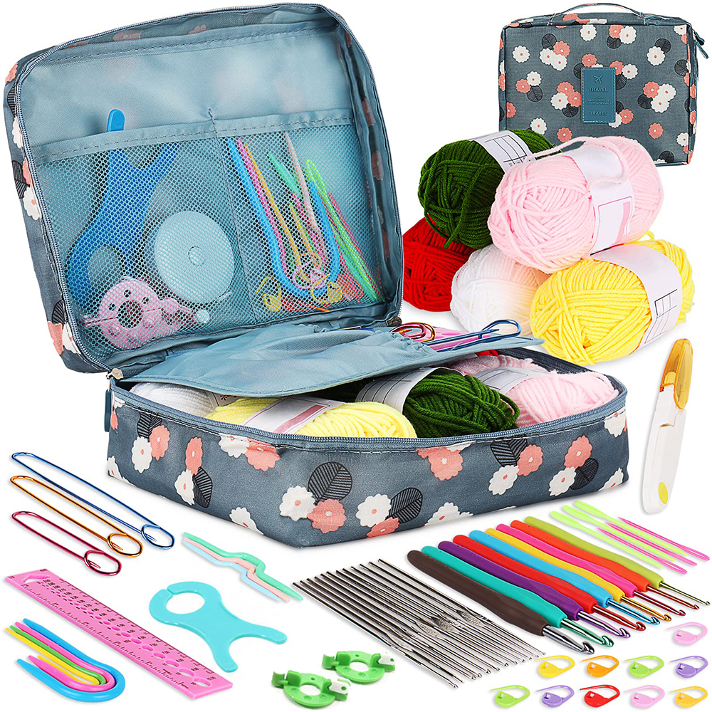 53PCS DIY Crochet Hook Kit Weaving Knitting Set with Storage Bag