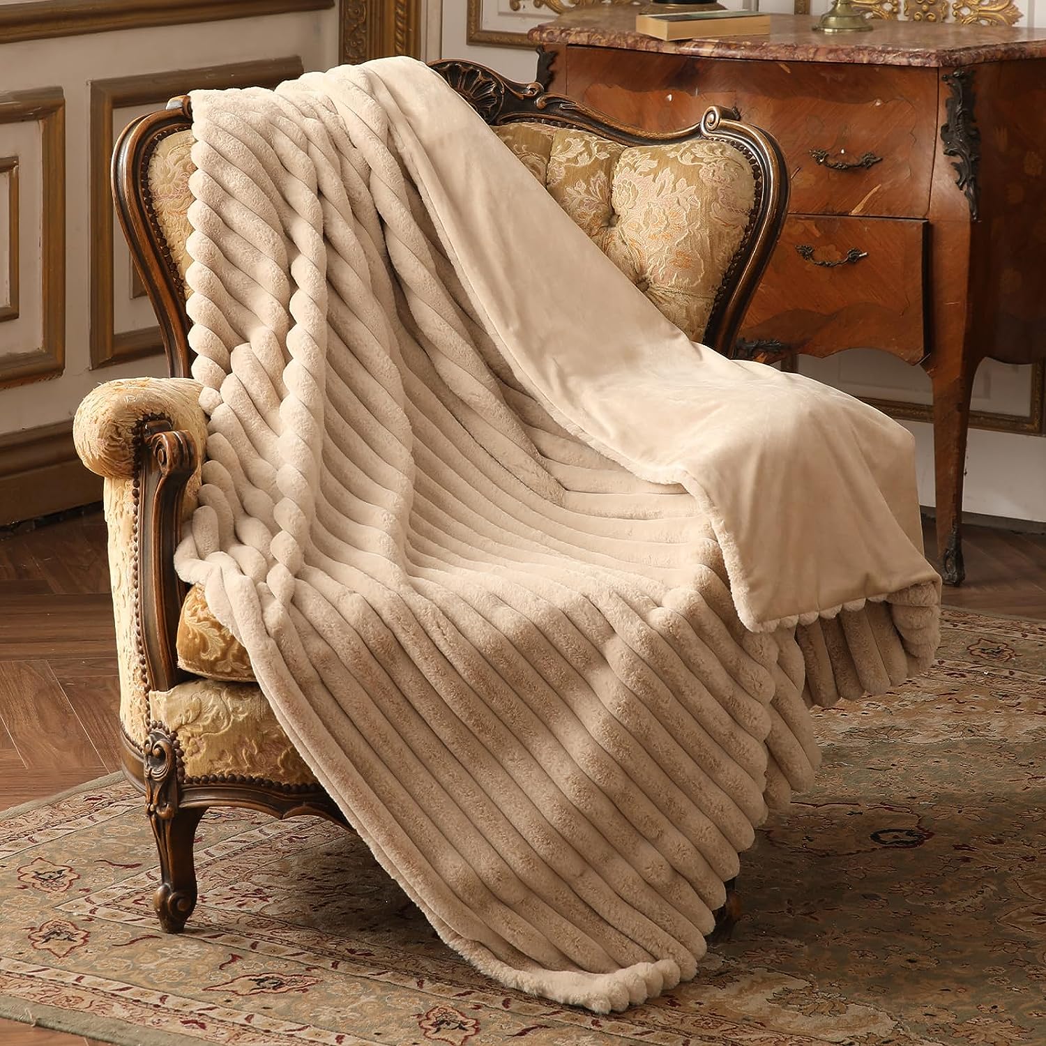 Faux Fur Throw Blanket Plush Sofa Cover For Living Room Decoration - Image 2