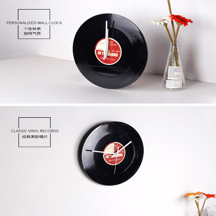 Black Vinyl Record Retro Creative Wall Clock - Image 2