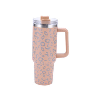 40oz Leopard Print Style Thermos Cup with Handle