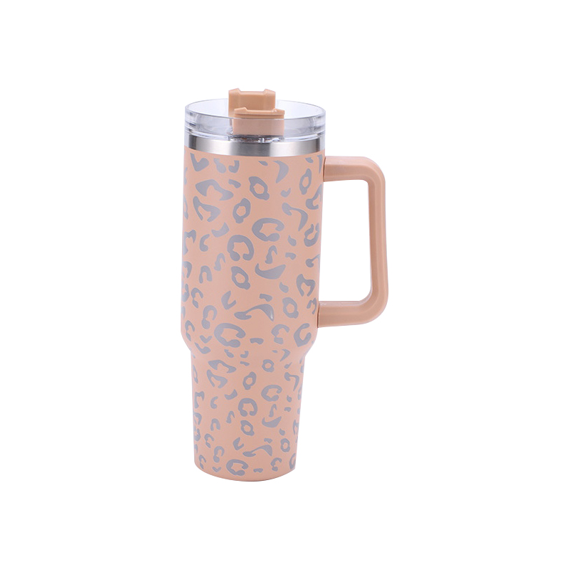 40oz Leopard Print Style Thermos Cup with Handle