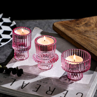 3PCS Classic Dual Purpose Glass Candlestick Holders for Home Decoration