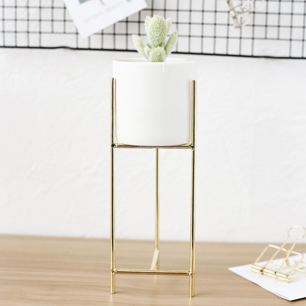 Nordic Style Ceramic Flower Plant Pot with Iron Stand, 3 Set - Image 2