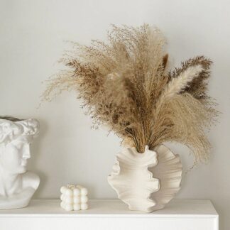 Nordic Matte Beige Ceramic Jelly Ear Flower Vase
