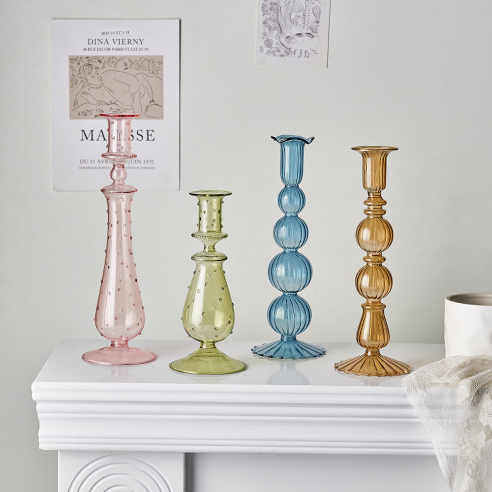 Modern Transparent Color Creative Crystal Glass Candle Holder - Image 2