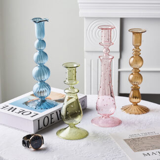 Modern Transparent Color Creative Crystal Glass Candle Holder