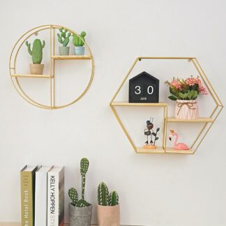 Creative Iron Hexagonal Grid Storage Rack Wall Hanging Decor Shelf
