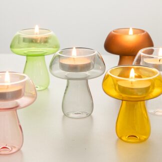 Creative Mushroom Shape Candle Holder Nordic Glass Candlestick Home Decor