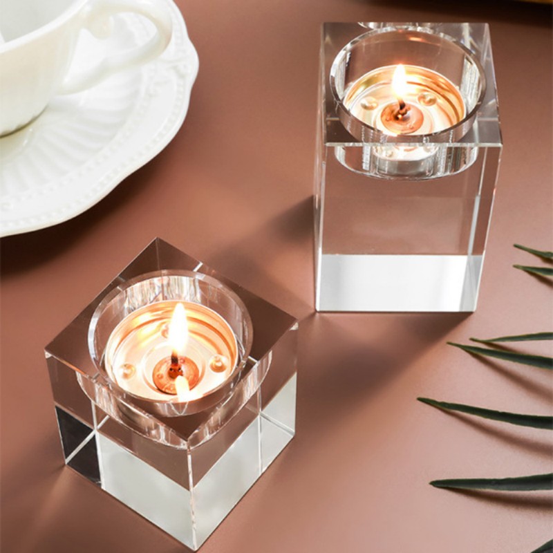 Transparent Crystal Candlestick Candlelight Dinner Ornament, 3PCS/Set - Image 4