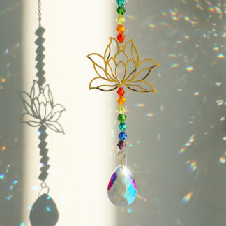 Hanging Crystal Lotus Prism Sun Catcher