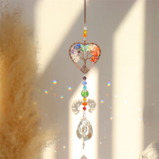 Heart Shape Tree of Life  Crystal Suncatcher Wind Chimes