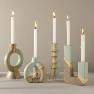 Double Color Retro Ceramic Candlestick for Tabletop Decoration