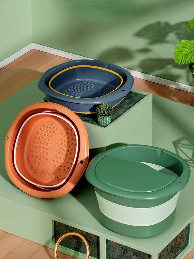 Folding Basin Plastic Foldable Basin Health Foot Bath Massage Bucket Household Laundry Tub Bathroom Folding Wash Basin Container - Image 2