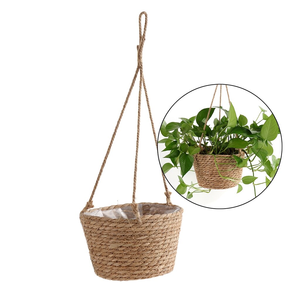 Garden Hanging Planter Macrame Plant Storage Basket Jute Rope Woven Indoor Outdoor Flower Pot Holder Plant Hangers Home Decor - Image 4