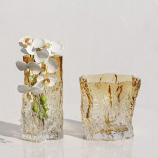 2PCS Irregular Transparent Glass Vase with Gradient