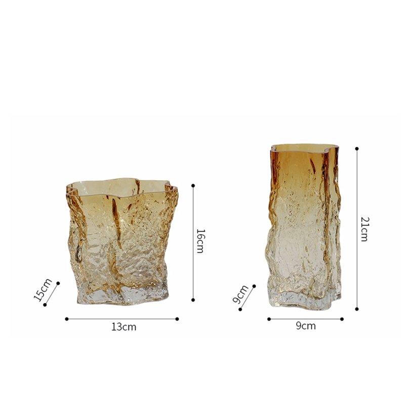 2PCS Irregular Transparent Glass Vase with Gradient - Image 2