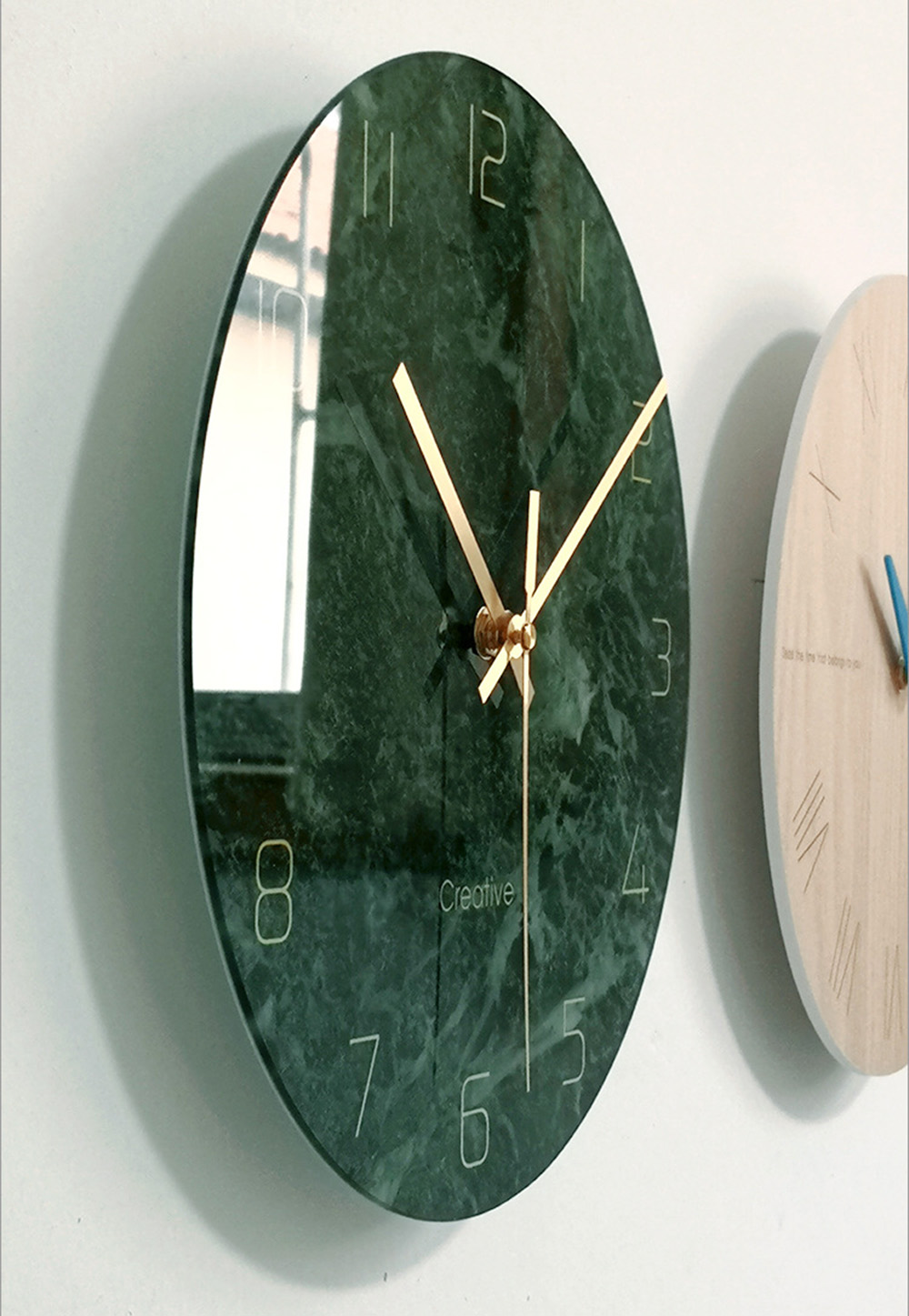 Simple Nordic Green Marble Wall Clock Home Decorative - Image 5