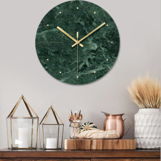 Simple Nordic Green Marble Wall Clock Home Decorative