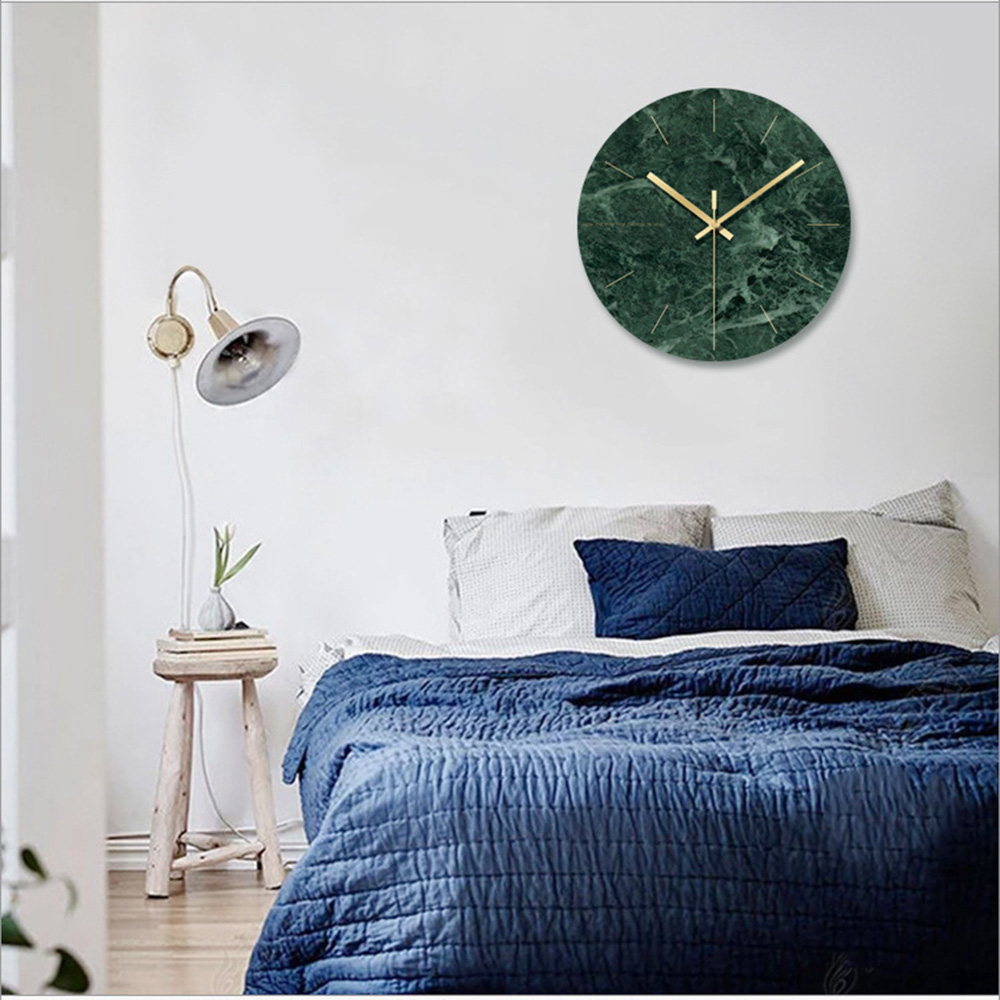 Simple Nordic Green Marble Wall Clock Home Decorative - Image 3